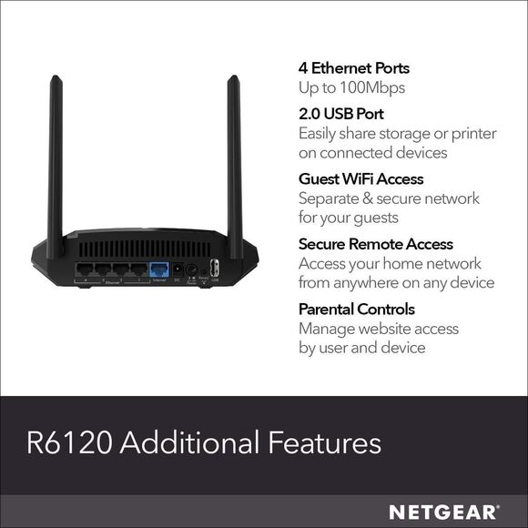 Netgear AC1200 Dual Band WiFi Router R6120 High Speed Wireless Internet - Picture 2 of 16